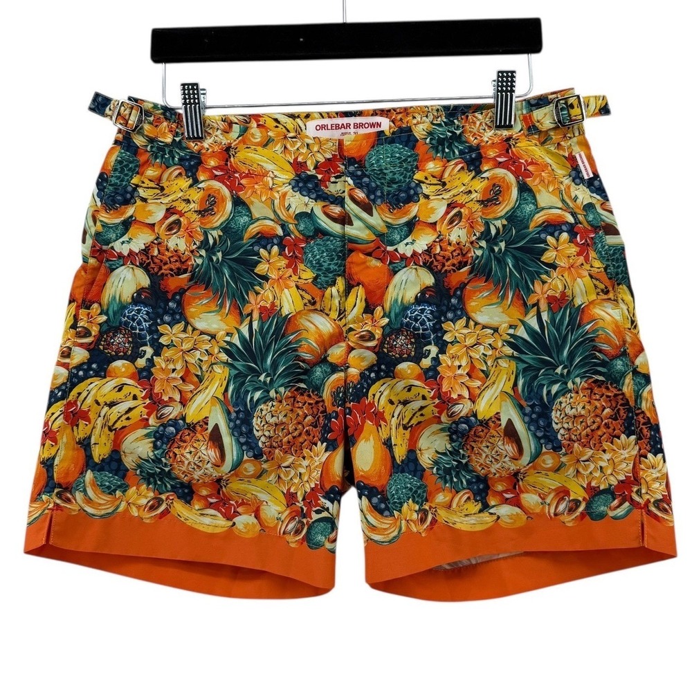 ORLEBAR Brown x Wham! Bulldog Club Tropicana Swim Trunks Amber Mens Size 31 $375